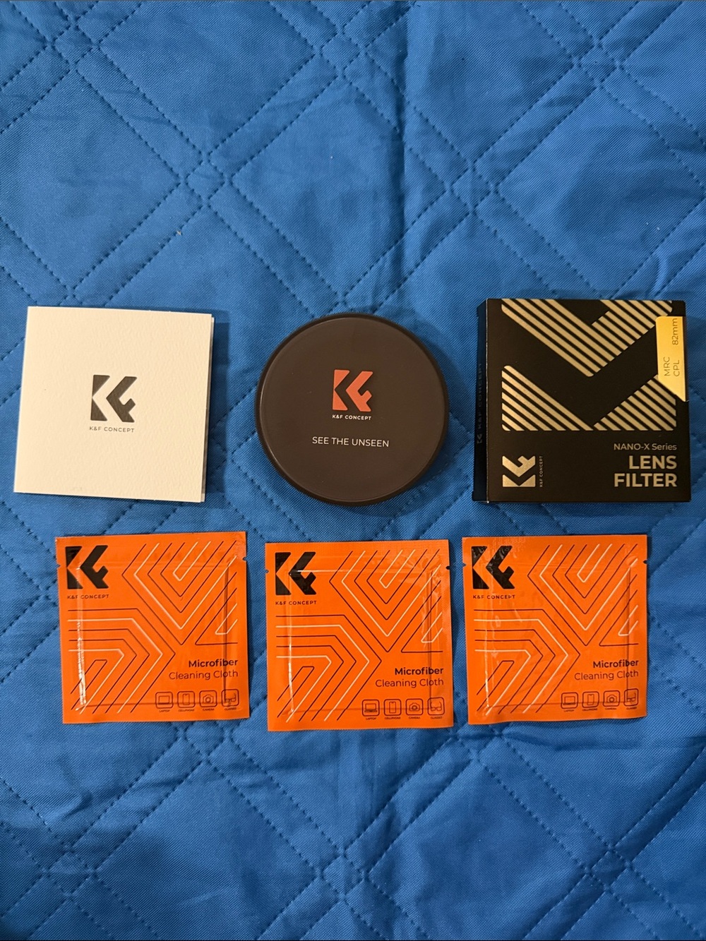Blue Lens Filter Kit with Orange Microfiber Cloths